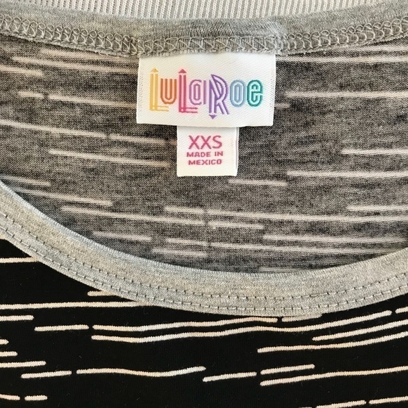 LULAROE:Julia XXS Black, Gray, Striped Cream Dress - Picture 5 of 5